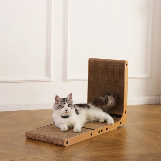 L Shape Cat Scratcher Durable Scratching Pad Catnip Toy Balls