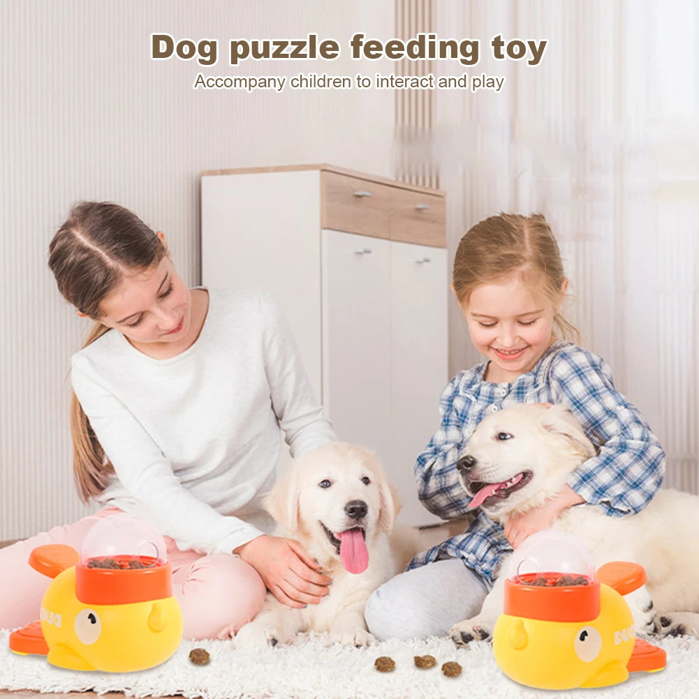 Yellow Duck Dog Slow Feeder Adjustable Automatic Interactive