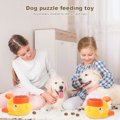 Yellow Duck Dog Slow Feeder Adjustable Automatic Interactive