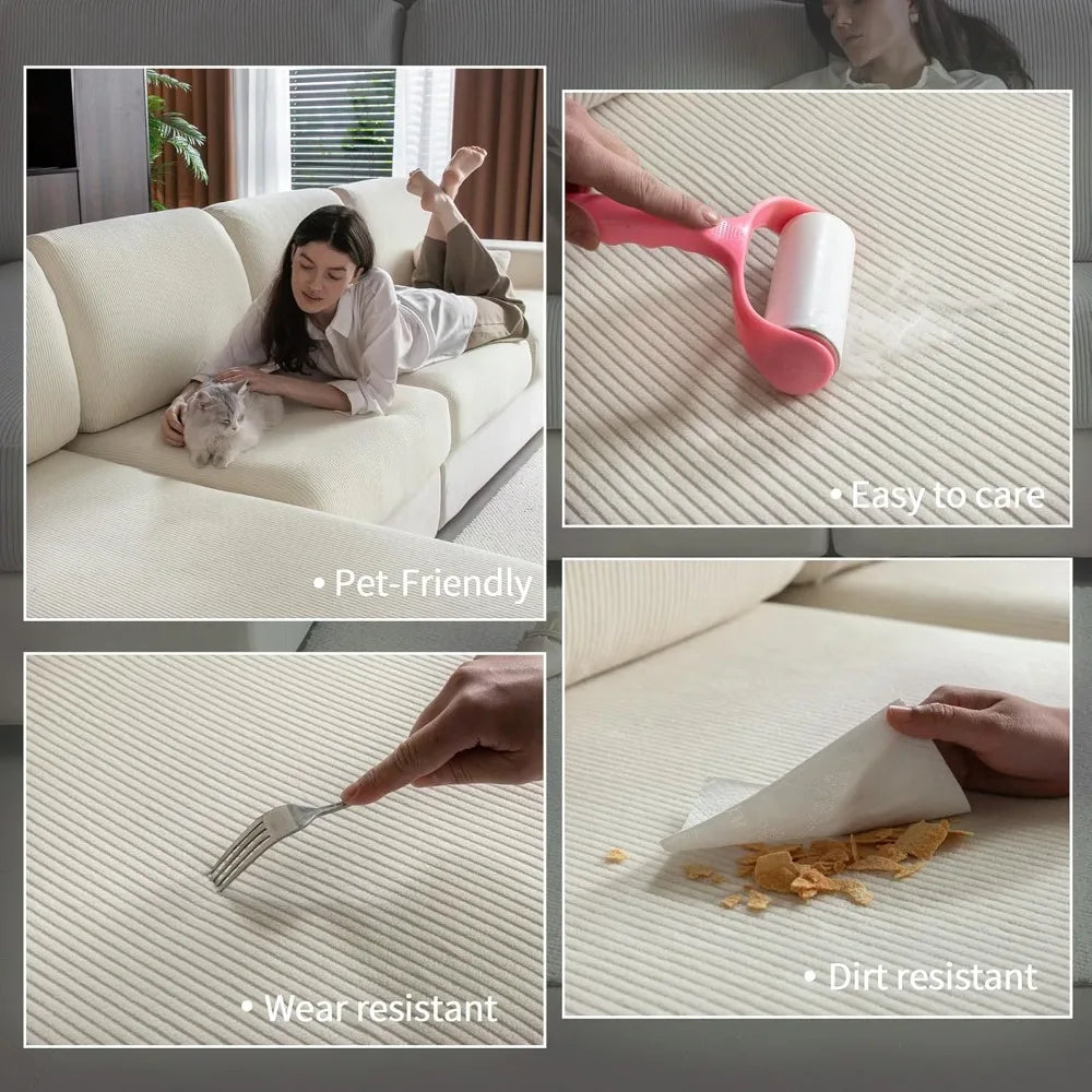 Stretch Sofa Covers 4-Piece Set, Washable Pet-Friendly