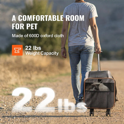 Carrier with Wheels for Pets under 22 lbs,