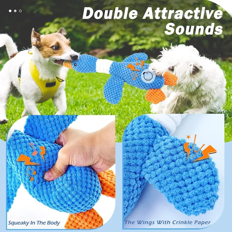 Goose Dog Toy for Aggressive Chewers Crinkle Squeaky