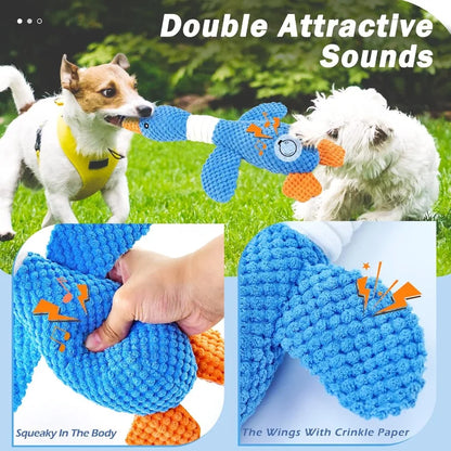 Goose Dog Toy for Aggressive Chewers Crinkle Squeaky