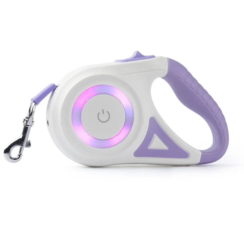 Automatic Retractable Dog Leash Led Flashlight Durable Adjustable