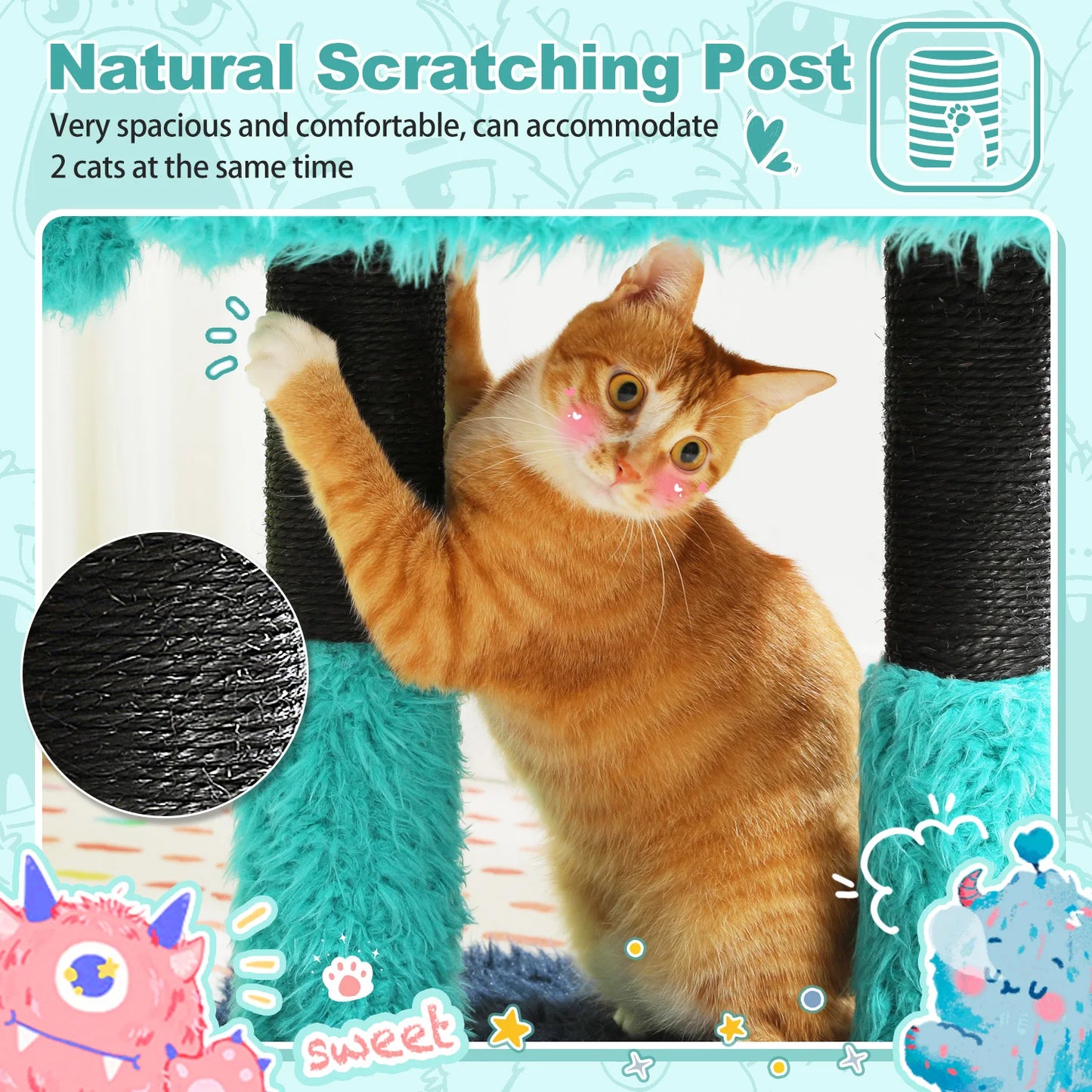 Monster Series Cat Tower Big Condo Sisal-Wrapped Legs