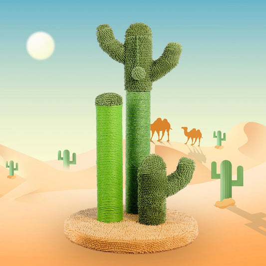 Cactus Scratching Post,  Sisal Rope, Interactive Dangling Ball