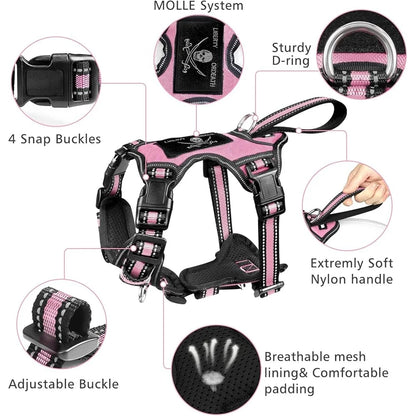Reflective No Pull Pet Harness Collar Leash Set