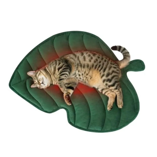 Leaf Shaped Self Warming Cat Bed Washable Surface