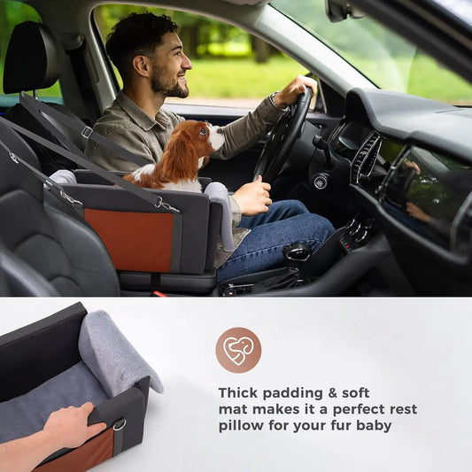 Center Console Dog Car Seat with Double Belts