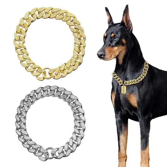 Plastic Dog Collar Chain Sparkle Necklace Bling