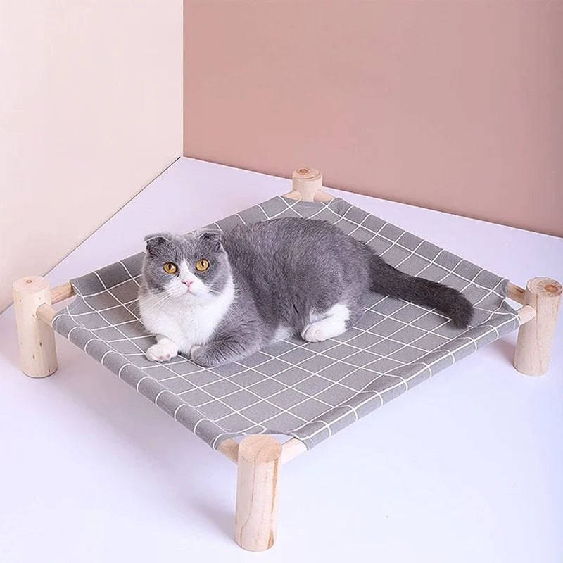 Pet Hammock Bed  Wooden/Elevated/Cooling/Detachable/Portable