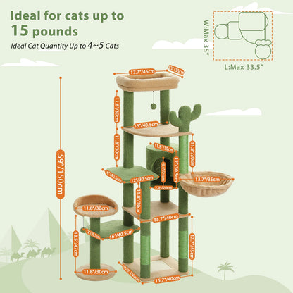 Multi-Level Condo Large Hammock Scratching Post  2 Perches