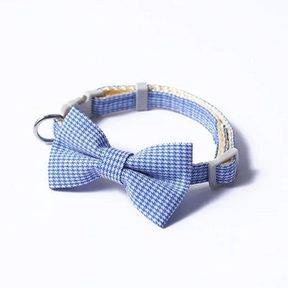 Bow Plaid Collar Adjustable Neck For Small Dogs