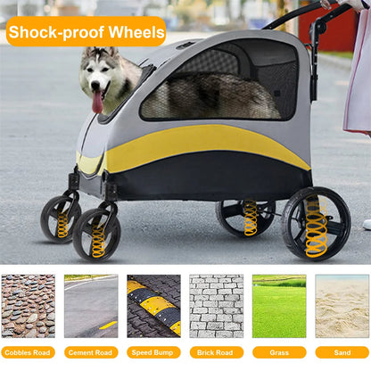Premium Dog Stroller/4 Wheel/Foldable