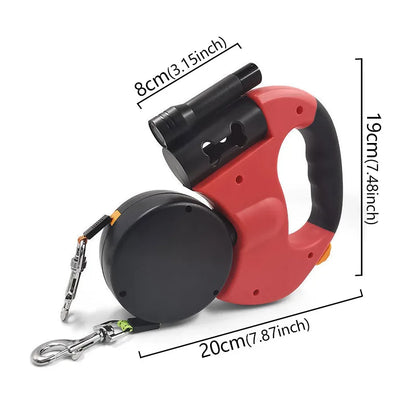 Double Head Retractable Leash Flashlight Bag Dispenser