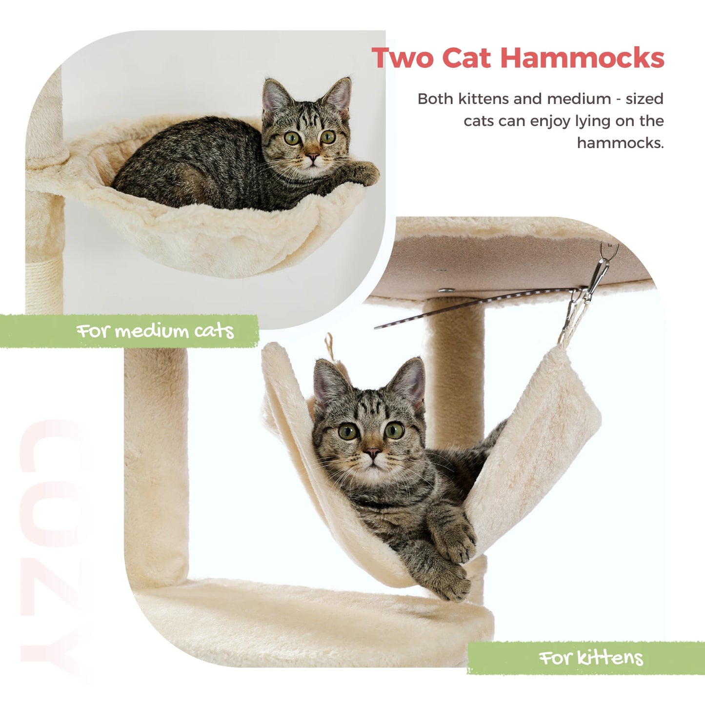 Floor to Ceiling Cat Tower, Scratching Posts, Condo, Hammock