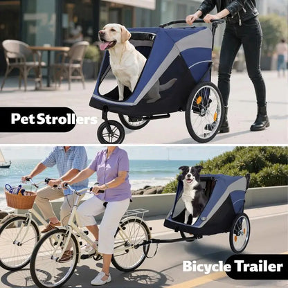 2-in-1 Pet Bike Trailer & Push Cart with Detachable Hitch