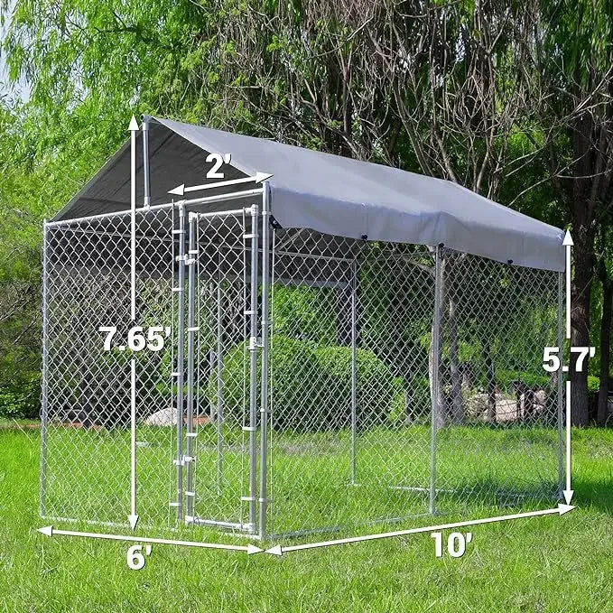 Large Outdoor Kennel Fully Covered Roof Metal Galvanized