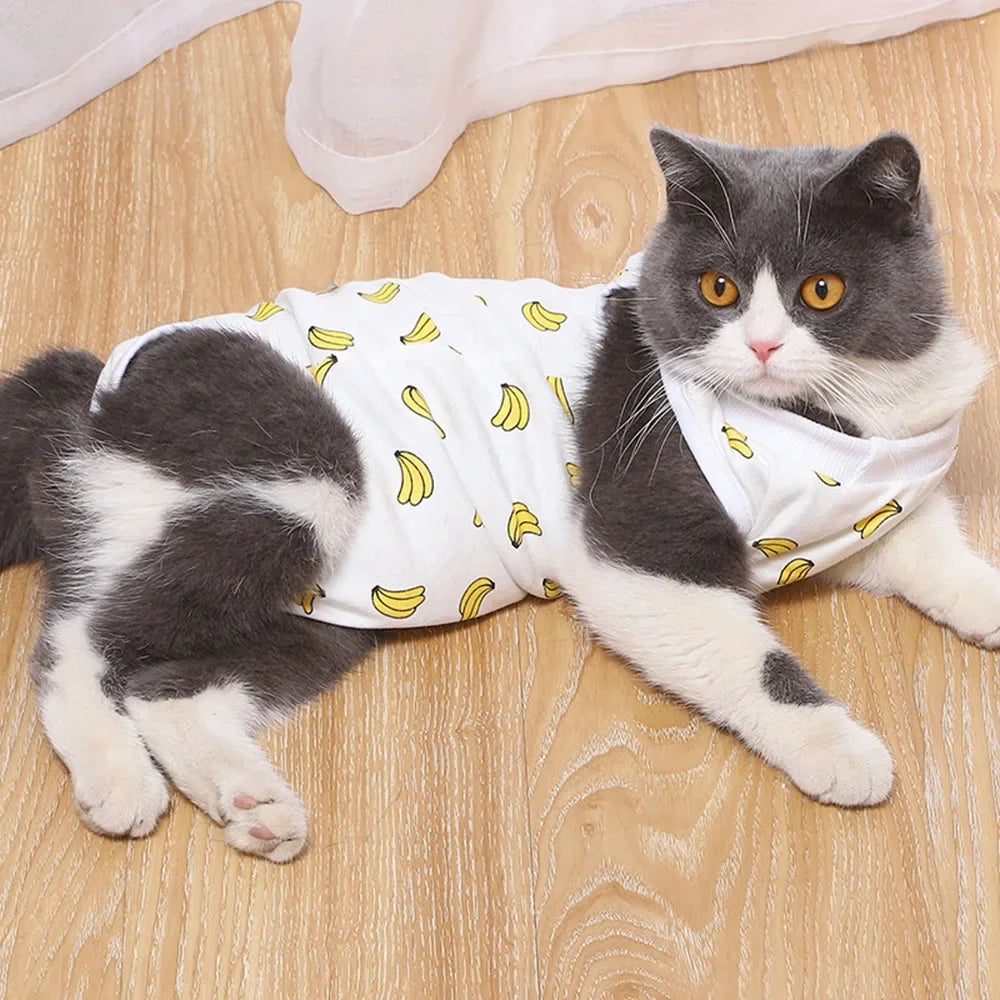 Cat Recovery Suit for Abdominal Skin Anti Licking Pajamas