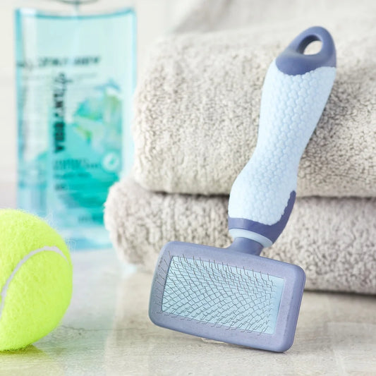 Plastic Dog Slicker Grooming Brush Flexible Bristles