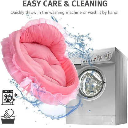 Pink Washable Dog Bed Soft Plush