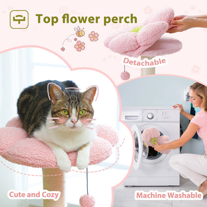 Flower Cat Tree/Hammock/Sisal Scratching Posts/Pink Perch