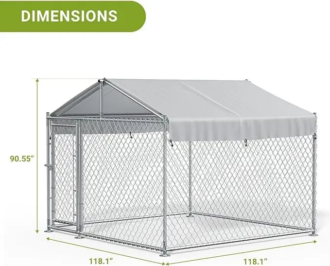 Large Outdoor Kennel Fully Covered Roof Metal Galvanized