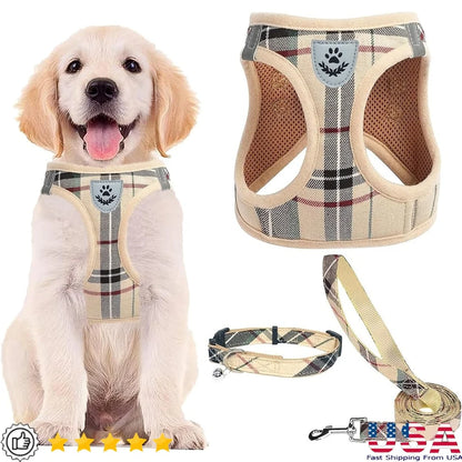 Adjustable No Pull Dog Harness Collar Leash