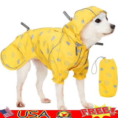 Lightweight Dog Raincoat with Hood Harness Hole