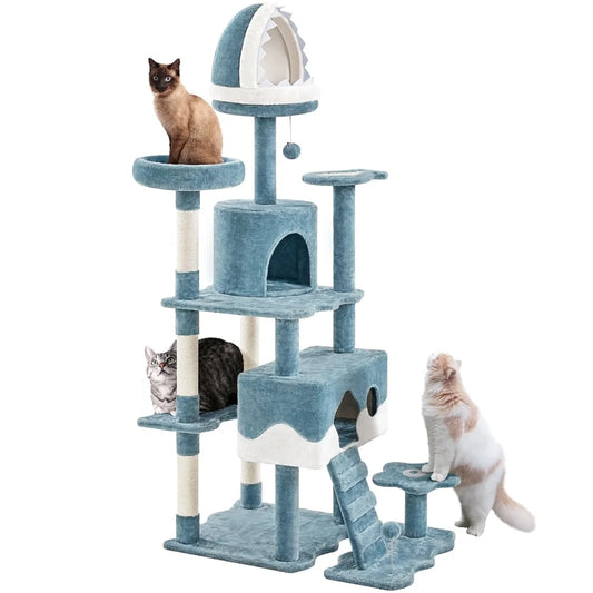 Ocean-themed Cat Tree 72.5 Inch Multi-Level Tower