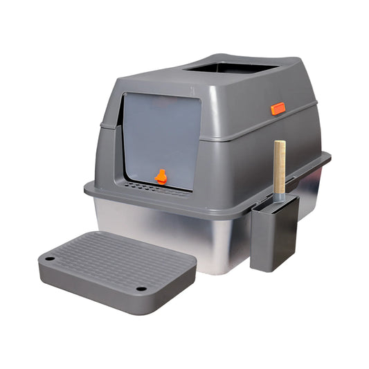 Enclosed Stainless Steel Litter Box with Lid