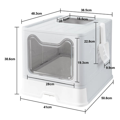 XXL Large Foldable Cat Litter Box Front Entry