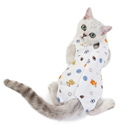 Cat Recovery Suit for Abdominal Skin Anti Licking Pajamas