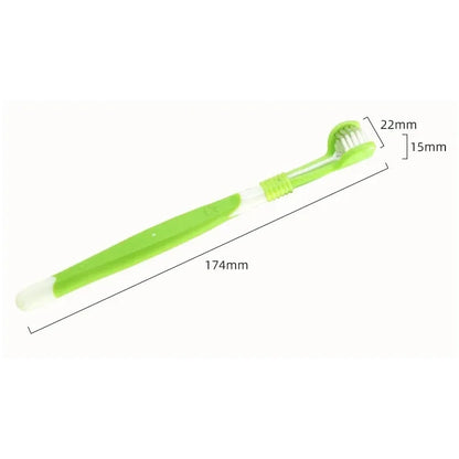 4pcs Colorful 3 Sided Dog Toothbrush Set Triple Head