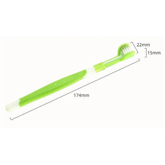 4pcs Colorful 3 Sided Dog Toothbrush Set Triple Head