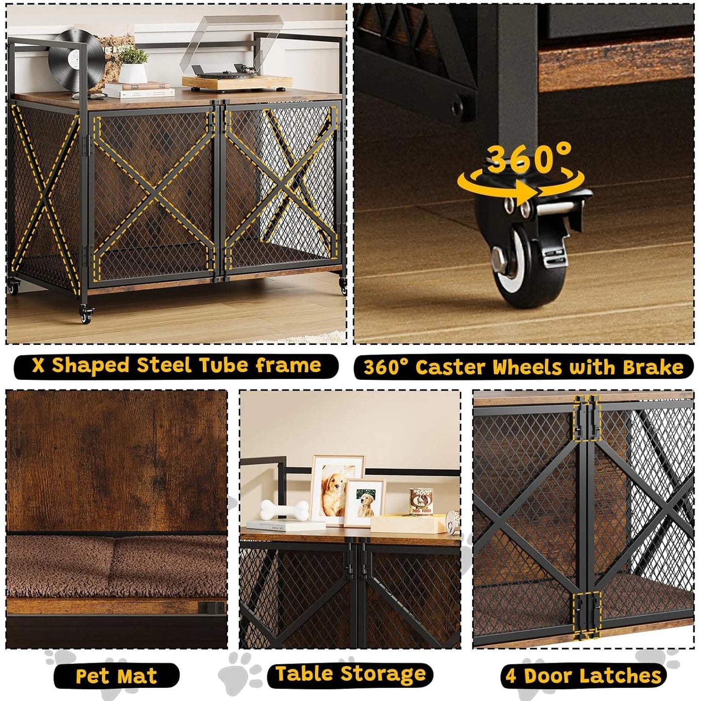 Large Wooden Dog Crate Furniture, Decorative Table