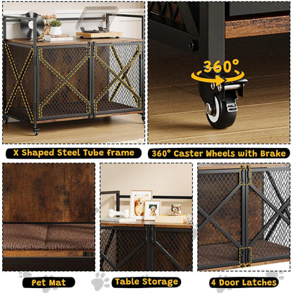 Large Wooden Dog Crate Furniture, Decorative Table