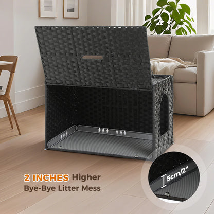 Rattan Cat Litter Box Enclosure: Taller Doorway