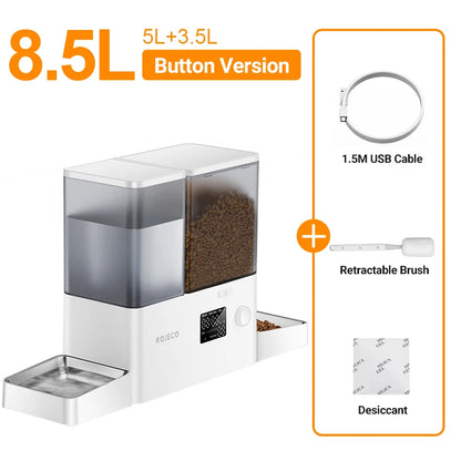 8.5L Button Version Auto Cat Kibble Dispenser Water Refill