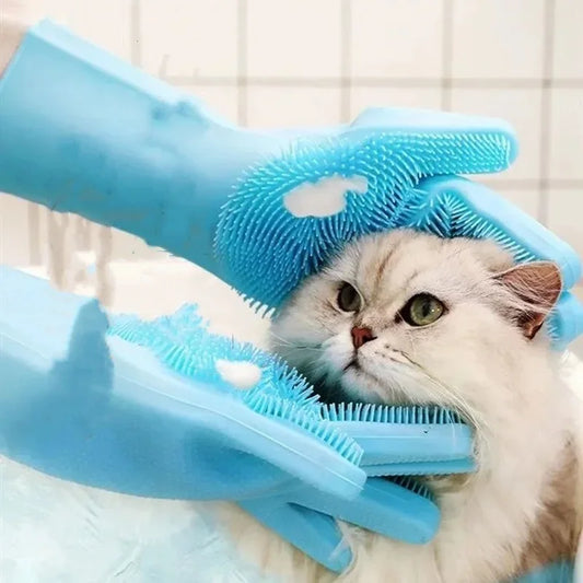 Silicone Pet Hair Removal Gloves Shower Anti-bite Massage