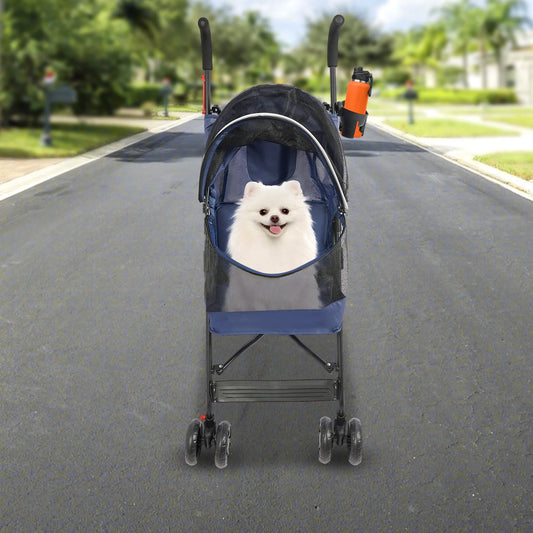 Lightweight Foldable Pet Stroller with Cup Holder, Storage Pocket