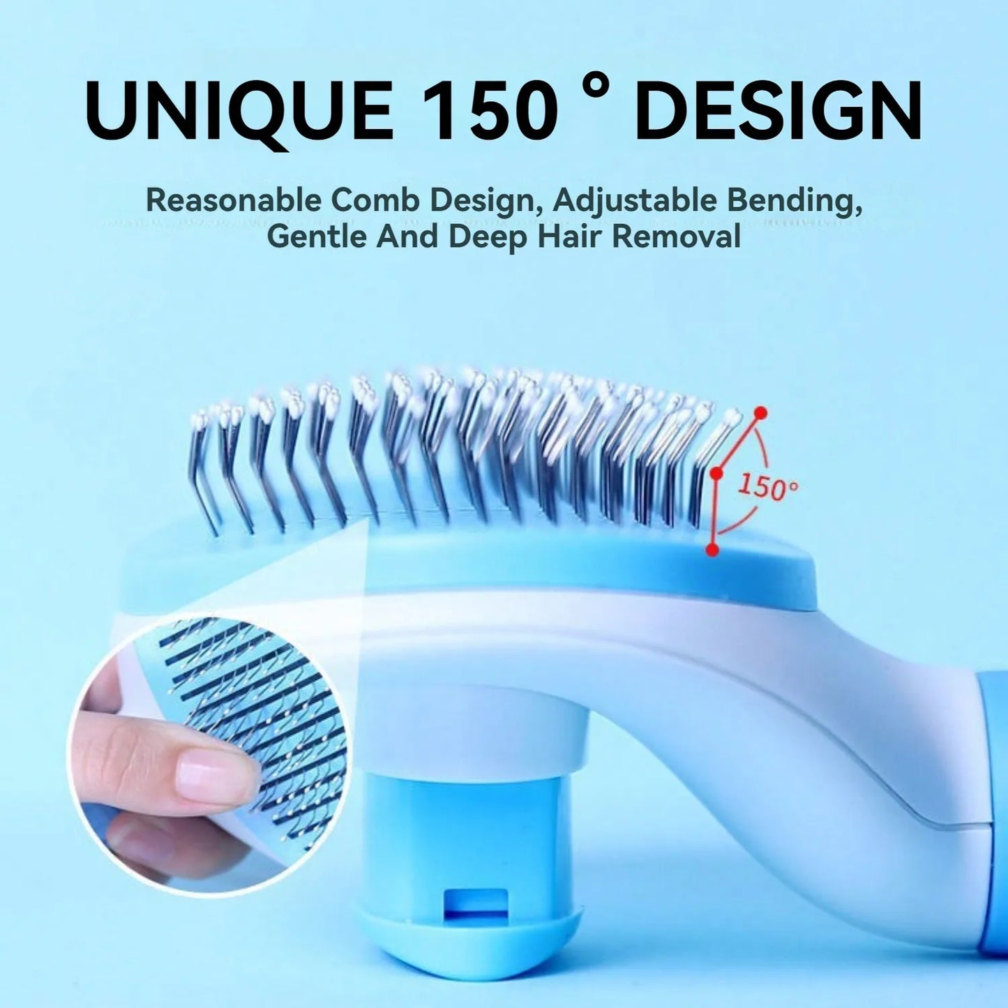 Round Head Pet Stainless Steel Hair Brush Self-cleaning