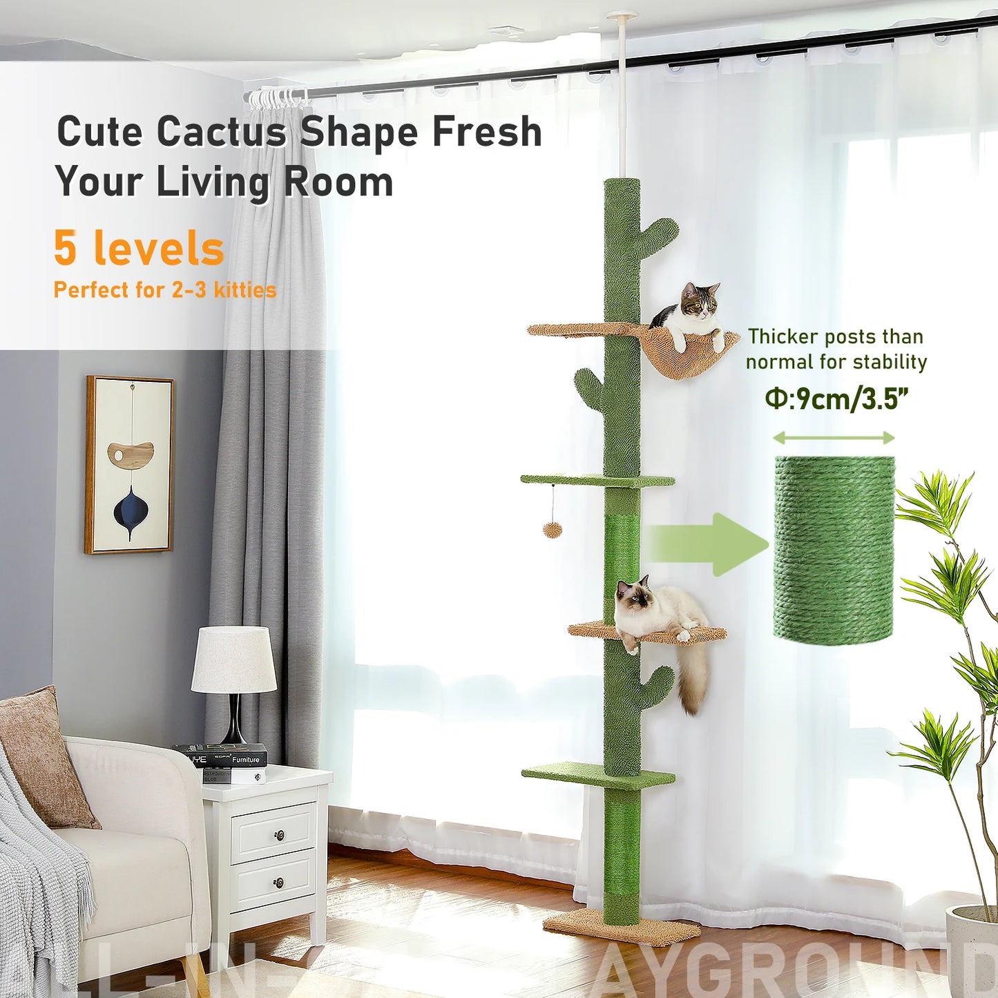 Floor to Ceiling/Tower/Cactus/Scratching Post/Hammock/Dangling Ball