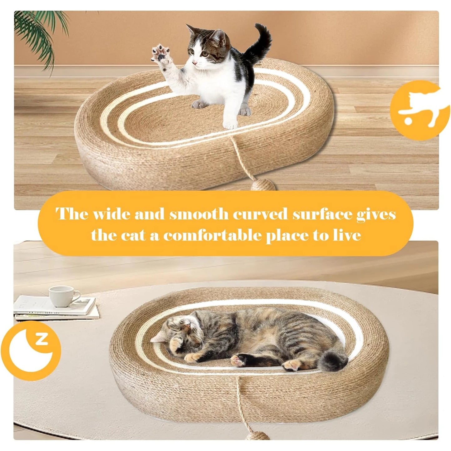 Cat Scratching Bed, Oval 25inch Extra-Large Durable