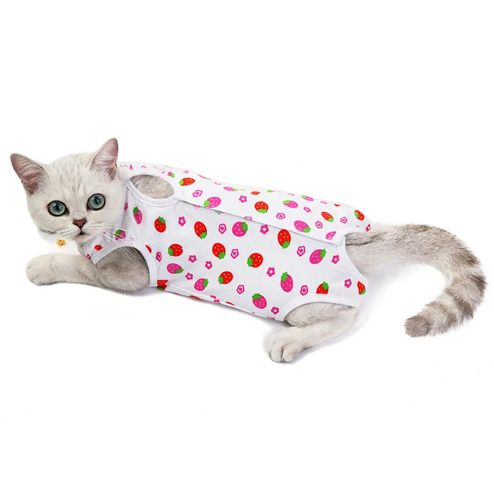 Cat Recovery Suit for Abdominal Skin Anti Licking Pajamas