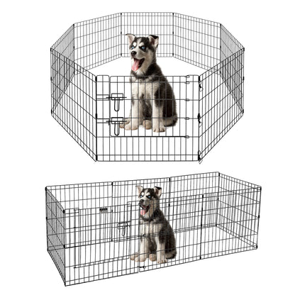Sturdy Black Octagonal Metal Dog Playpen, Foldable Design