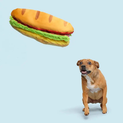 Hoagie Sandwich Dog Toy Squeaker Crinkle Layers Unfolds