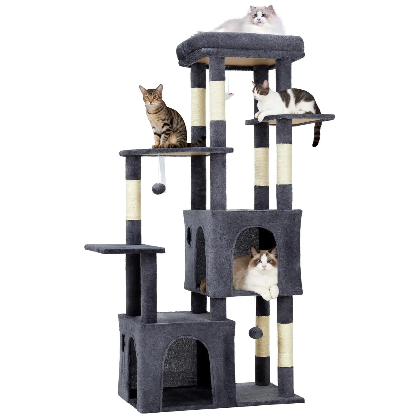 61" Heavy-Duty Multi-Level Cat Tree Oversized Perch