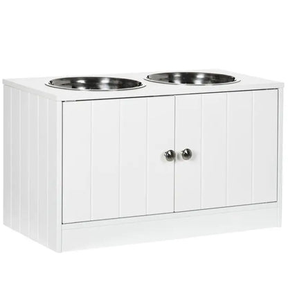 Large Elevated Dog Bowls with Storage Cabinet