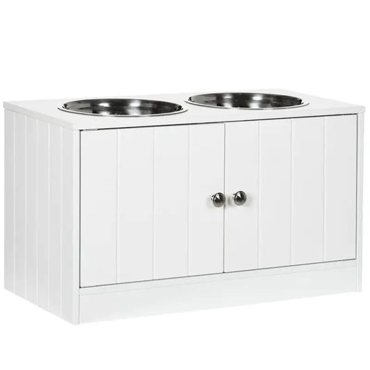 Large Elevated Dog Bowls with Storage Cabinet
